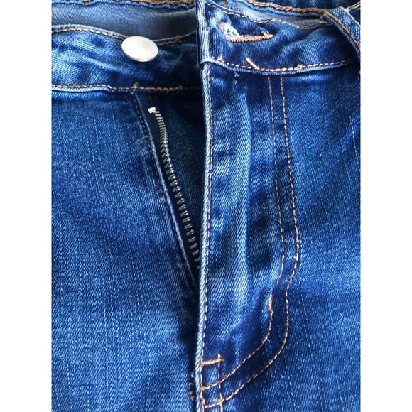 LUXE MODA Chic Embellished Denim Jeans Straight Size‎ 10 Beads Feather Med Wash - Picture 9 of 10
